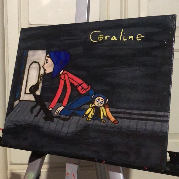 This is a coraline canvas that I made it has this glossy affect to it. <3 - Picture 4 of 5